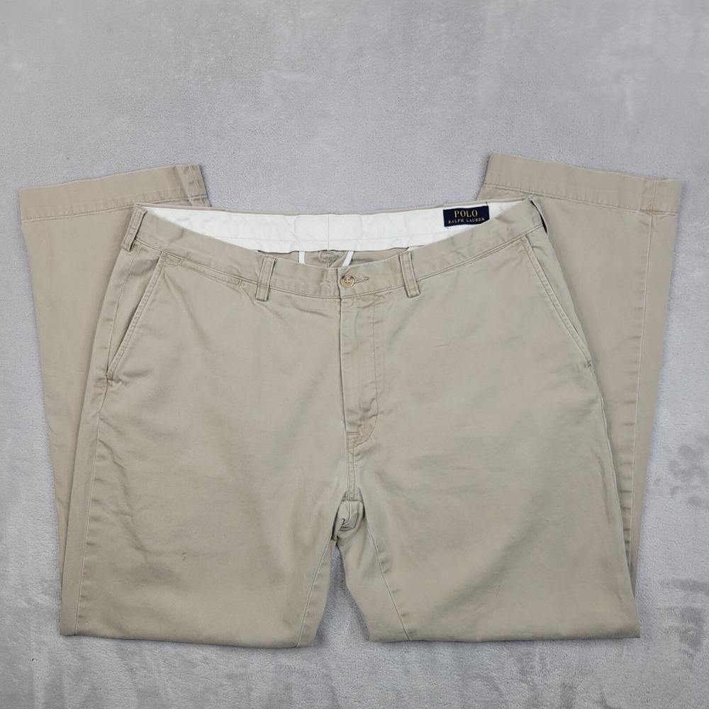 Polo Ralph Lauren Pants Men 38x32 Chino Khaki Classic Dress Cotton Modern Adult